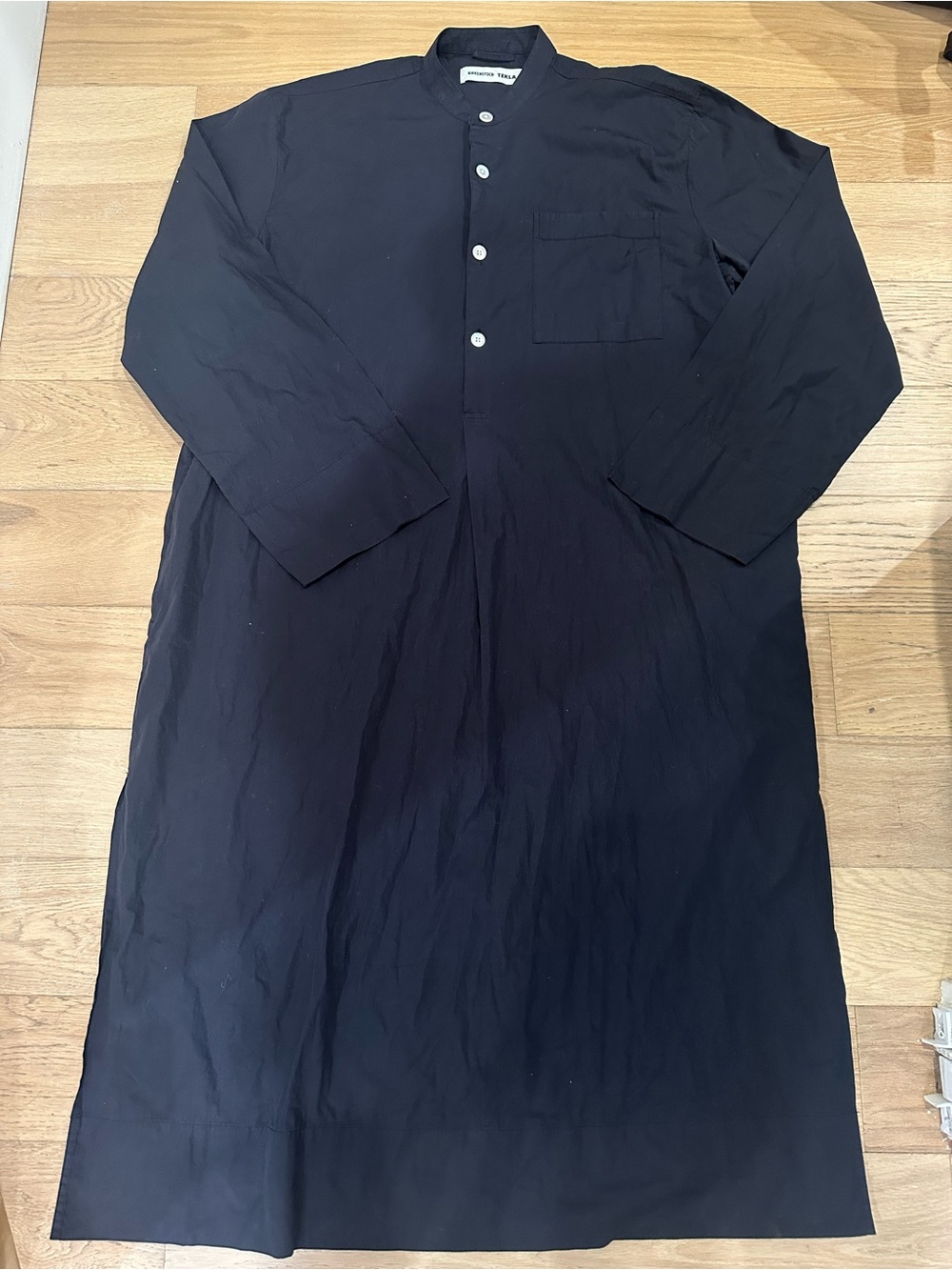 Birkenstock Tekla Collaboration Kaftan Poplin Cotton Shirt Unisex Navy Blue Sz S
